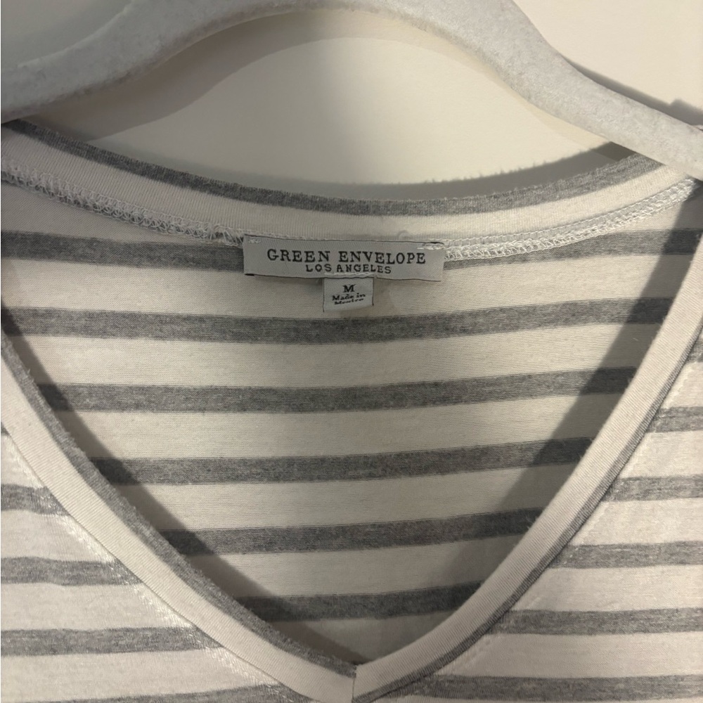 Green Envelope Gray Striped Top